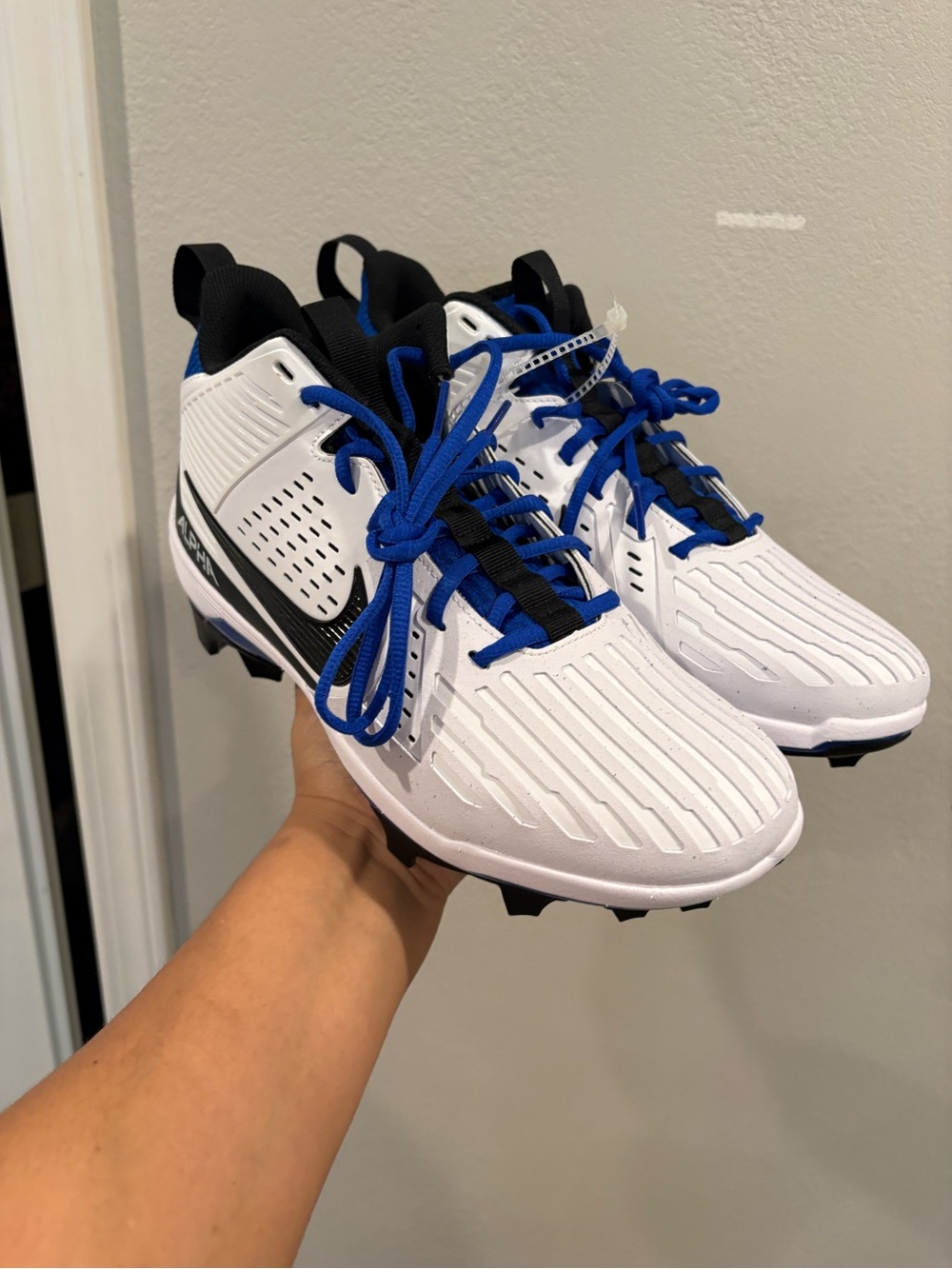 Nike Alpha Menace Strong Men's Football Cleats Size 10 II5139-101 White/Blue New - Picture 4 of 13